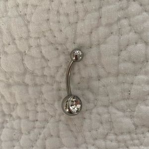 Silver with diamonds belly button ring
